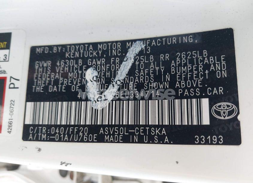 Photo 9 of 2014 Toyota Camry SE (VIN 4T1BF1FK6EU334714)