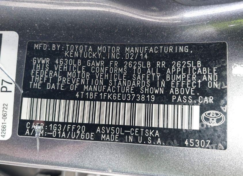 Photo 9 of 2014 Toyota Camry SE (VIN 4T1BF1FK6EU373819)