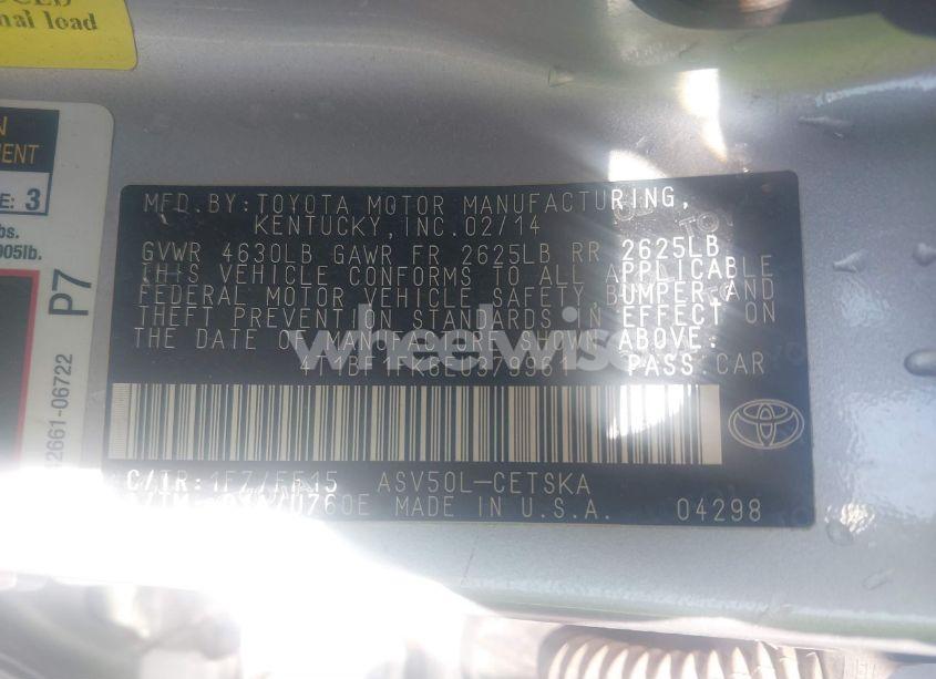 Photo 9 of 2014 Toyota Camry SE (VIN 4T1BF1FK6EU379961)