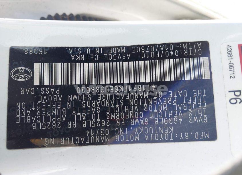 Photo 9 of 2014 Toyota Camry LE (VIN 4T1BF1FK6EU388630)