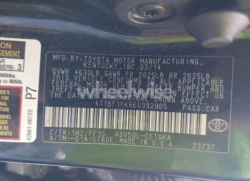Photo 9 of 2014 Toyota Camry SE (VIN 4T1BF1FK6EU392905)