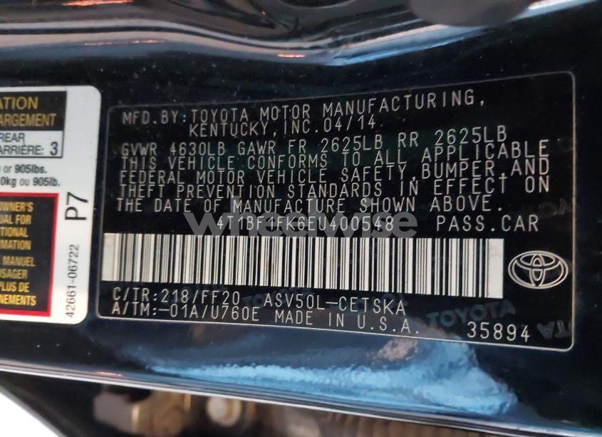 Photo 9 of 2014 Toyota Camry SE (VIN 4T1BF1FK6EU400548)