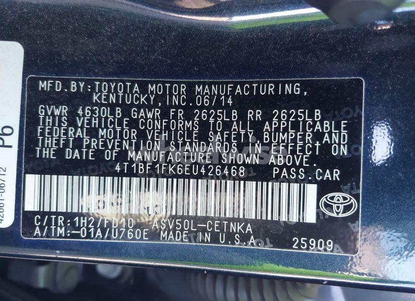 Photo 9 of 2014 Toyota Camry LE (VIN 4T1BF1FK6EU426468)