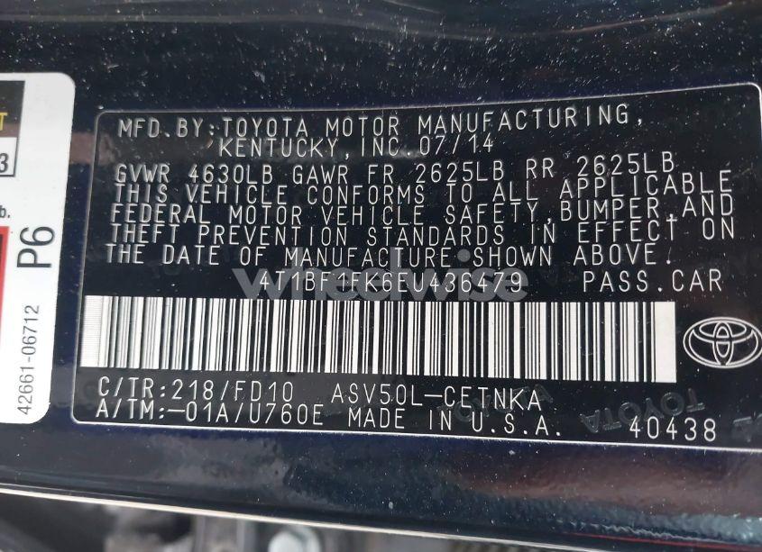 Photo 9 of 2014 Toyota Camry LE (VIN 4T1BF1FK6EU436479)