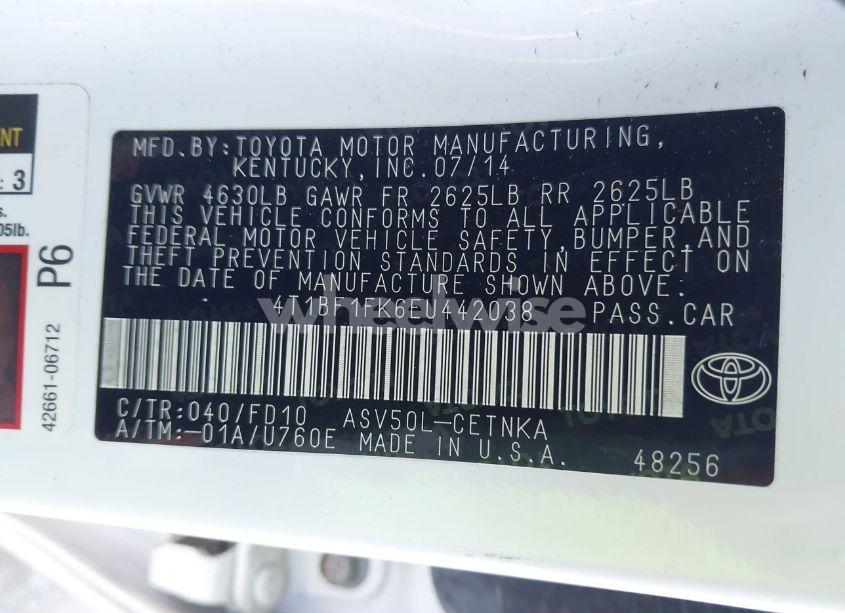 Photo 9 of 2014 Toyota Camry LE (VIN 4T1BF1FK6EU442038)