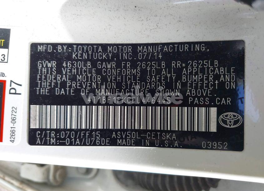 Photo 9 of 2014 Toyota Camry SE (VIN 4T1BF1FK6EU446445)