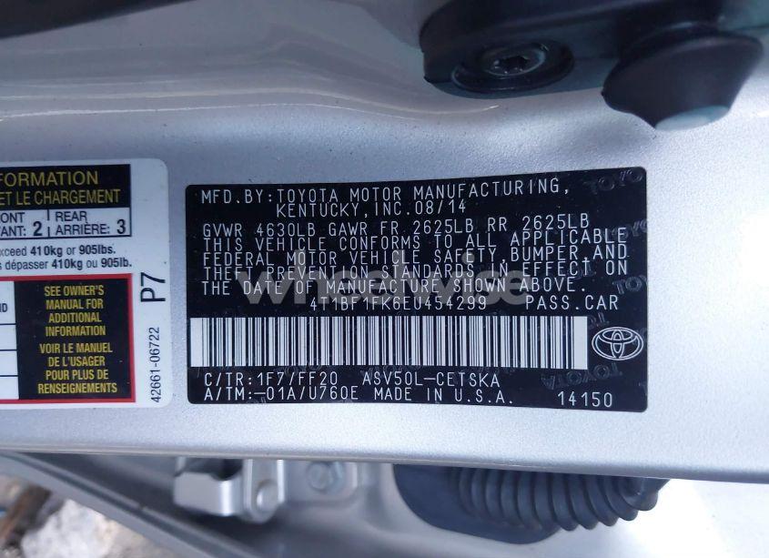 Photo 9 of 2014 Toyota Camry SE (VIN 4T1BF1FK6EU454299)