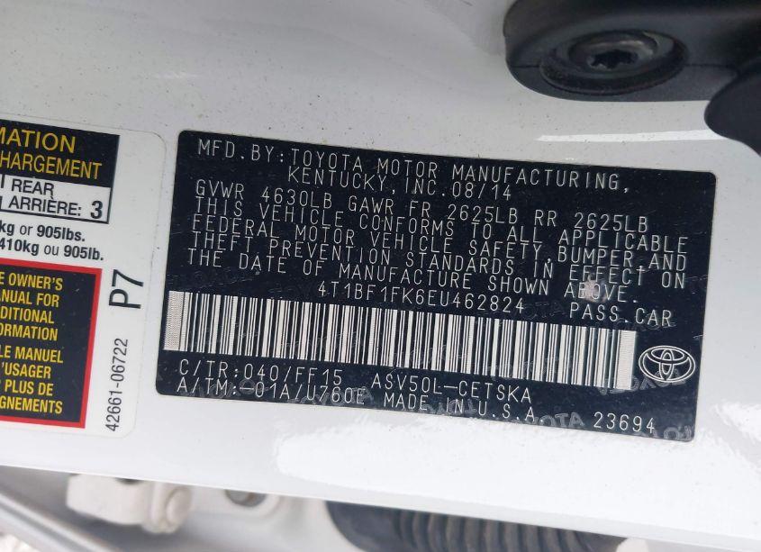 Photo 9 of 2014 Toyota Camry SE (VIN 4T1BF1FK6EU462824)