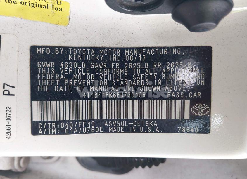 Photo 9 of 2014 Toyota Camry SE (VIN 4T1BF1FK6EU730108)