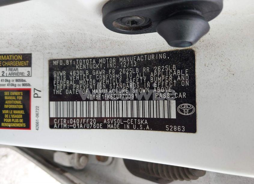 Photo 9 of 2014 Toyota Camry SE (VIN 4T1BF1FK6EU770091)