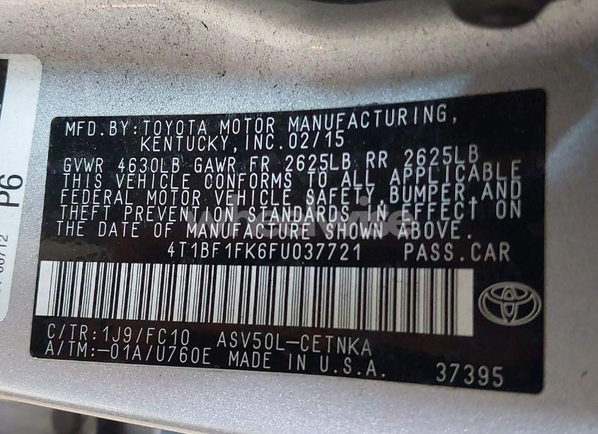 Photo 9 of 2015 Toyota Camry LE (VIN 4T1BF1FK6FU037721)