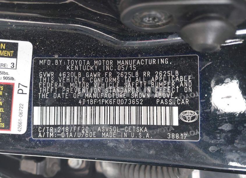 Photo 9 of 2015 Toyota Camry SE (VIN 4T1BF1FK6FU073652)