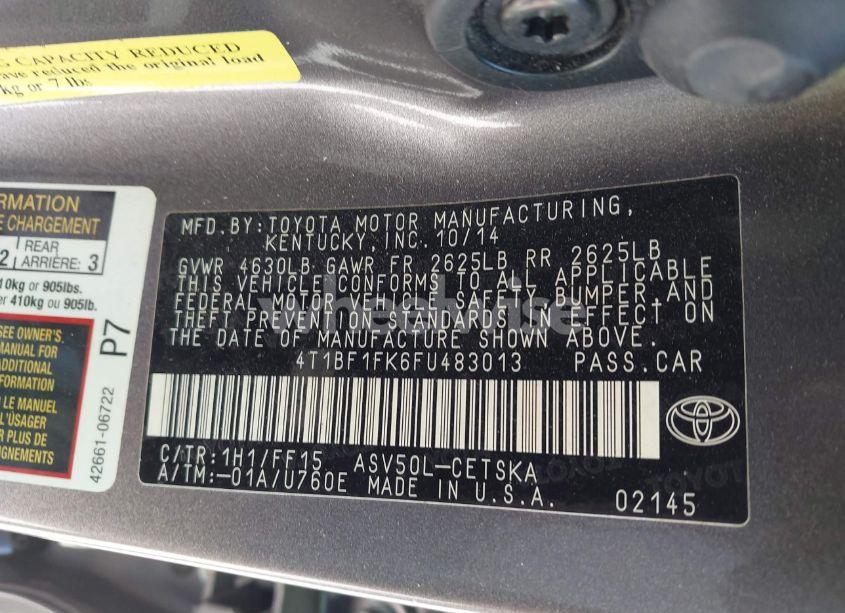 Photo 9 of 2015 Toyota Camry SE (VIN 4T1BF1FK6FU483013)