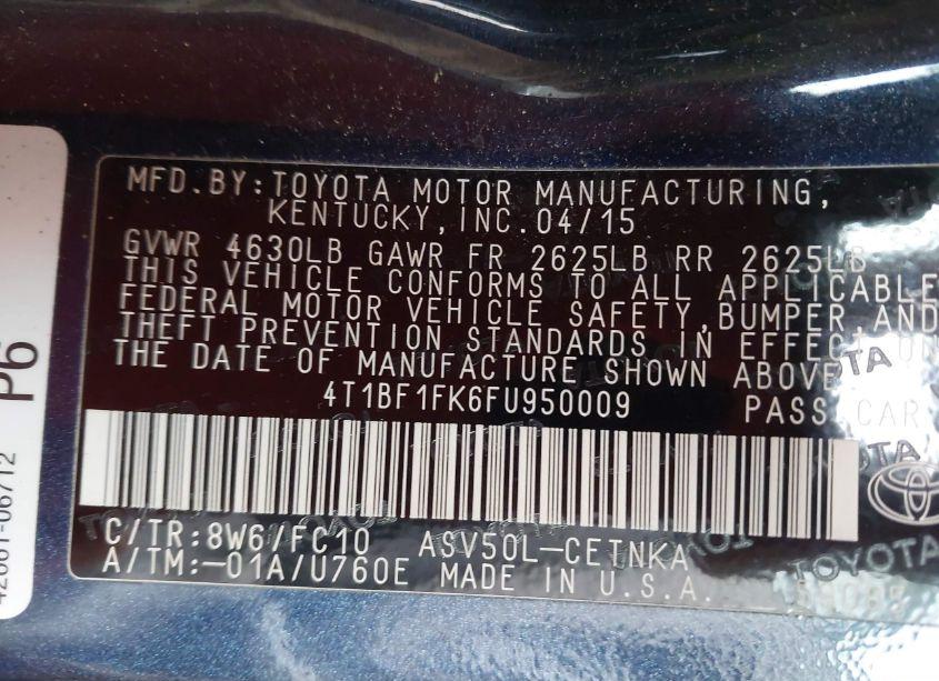 Photo 9 of 2015 Toyota Camry LE (VIN 4T1BF1FK6FU950009)