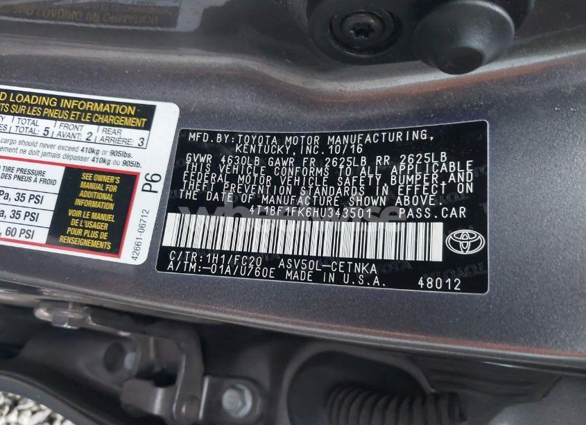 Photo 9 of 2017 Toyota Camry LE (VIN 4T1BF1FK6HU343501)