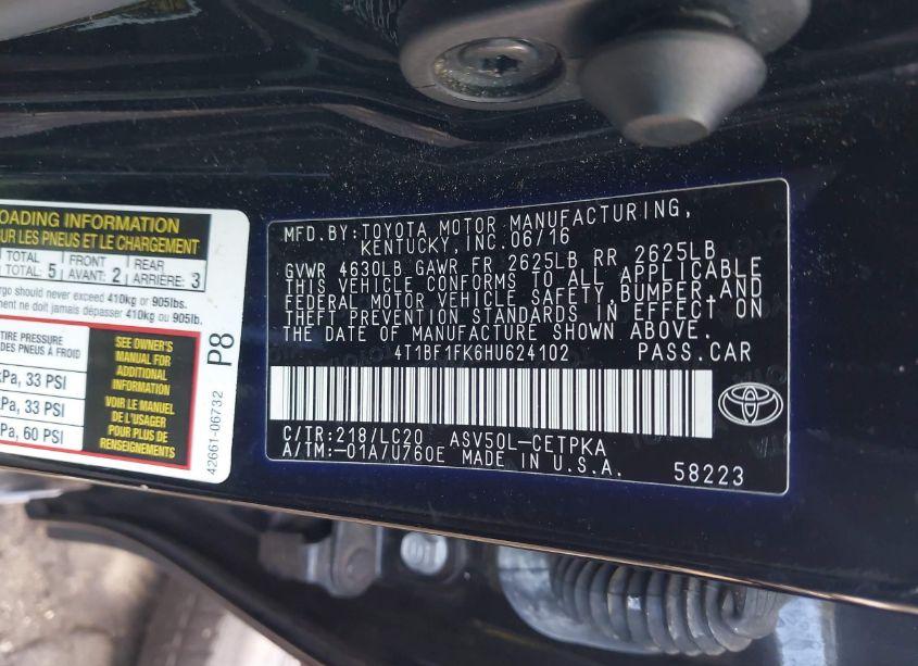 Photo 9 of 2017 Toyota Camry XSE (VIN 4T1BF1FK6HU624102)