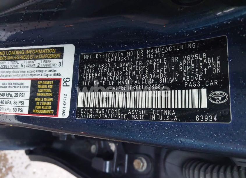 Photo 9 of 2017 Toyota Camry LE (VIN 4T1BF1FK6HU628585)