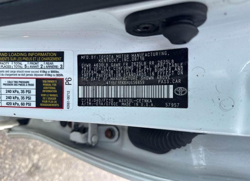 Photo 9 of 2017 Toyota Camry LE (VIN 4T1BF1FK6HU656659)