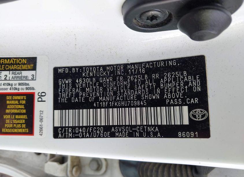 Photo 9 of 2017 Toyota Camry LE (VIN 4T1BF1FK6HU709845)