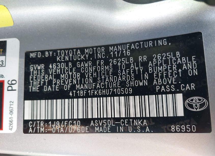 Photo 9 of 2017 Toyota Camry LE (VIN 4T1BF1FK6HU710509)