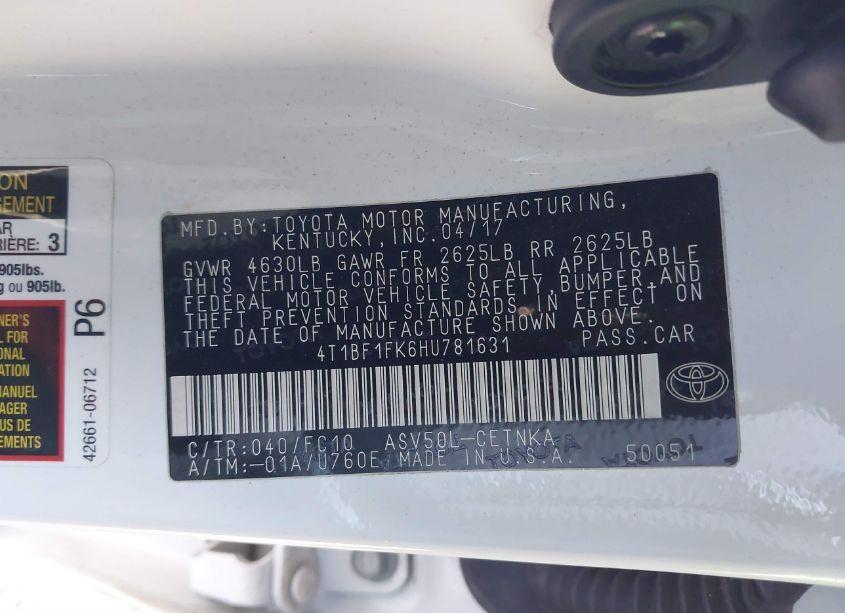 Photo 9 of 2017 Toyota Camry LE (VIN 4T1BF1FK6HU781631)