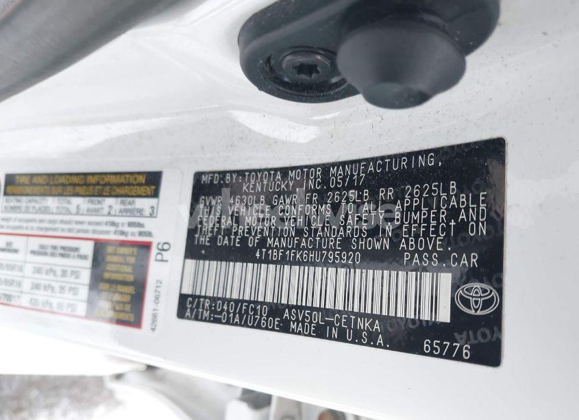 Photo 9 of 2017 Toyota Camry LE (VIN 4T1BF1FK6HU795920)