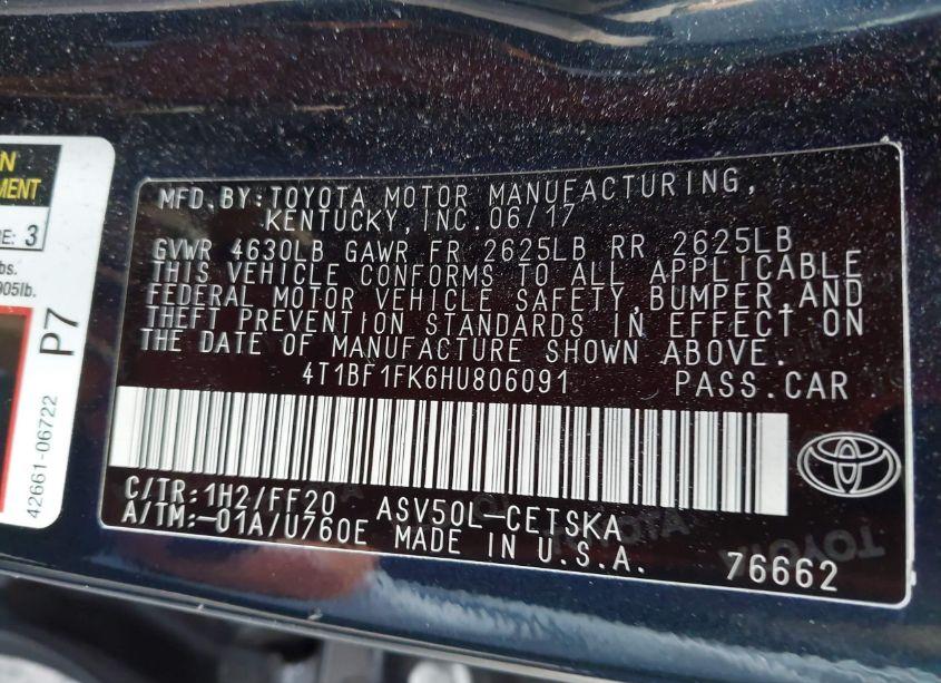 Photo 9 of 2017 Toyota Camry SE (VIN 4T1BF1FK6HU806091)