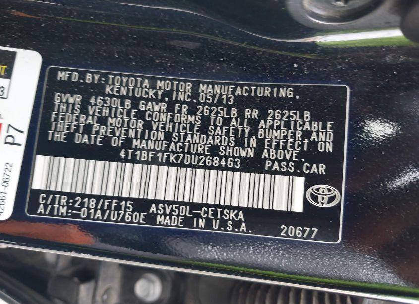 Photo 9 of 2013 Toyota Camry SE (VIN 4T1BF1FK7DU268463)