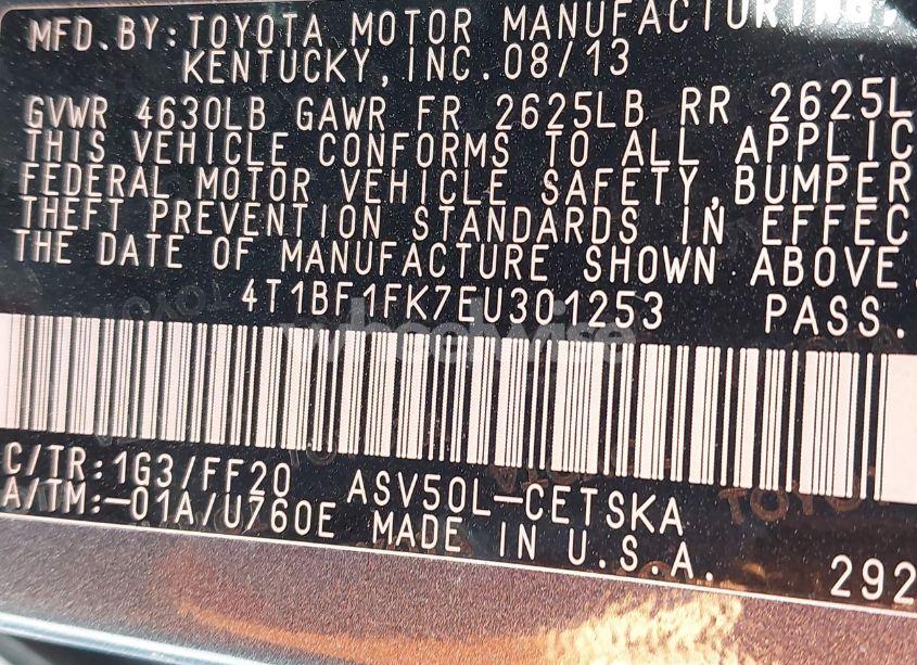 Photo 9 of 2014 Toyota Camry SE (VIN 4T1BF1FK7EU301253)