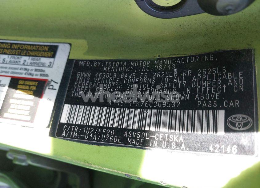 Photo 9 of 2014 Toyota Camry SE (VIN 4T1BF1FK7EU309532)