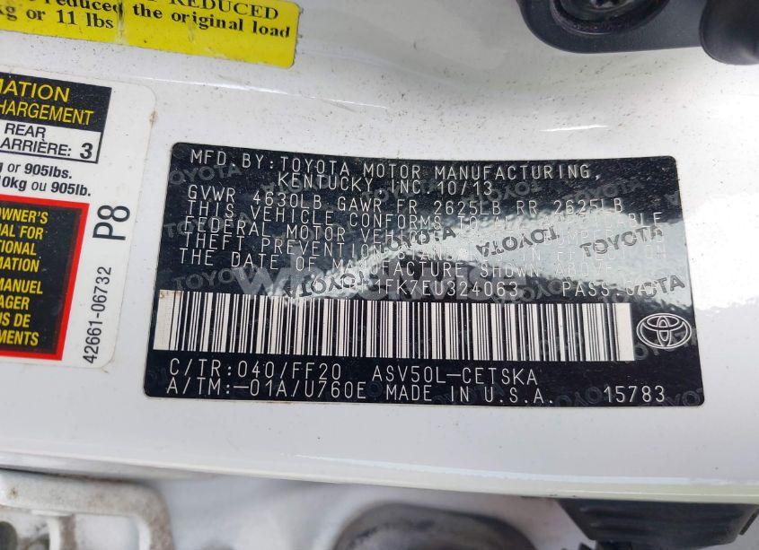 Photo 9 of 2014 Toyota Camry SE SPORT (VIN 4T1BF1FK7EU324063)