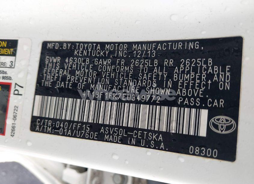 Photo 9 of 2014 Toyota Camry SE (VIN 4T1BF1FK7EU349772)