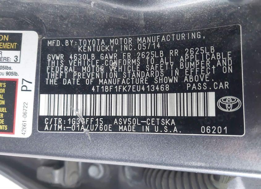 Photo 9 of 2014 Toyota Camry SE (VIN 4T1BF1FK7EU413468)