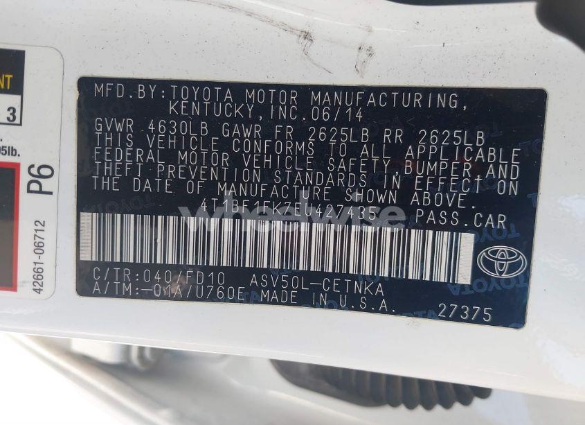 Photo 9 of 2014 Toyota Camry LE (VIN 4T1BF1FK7EU427435)