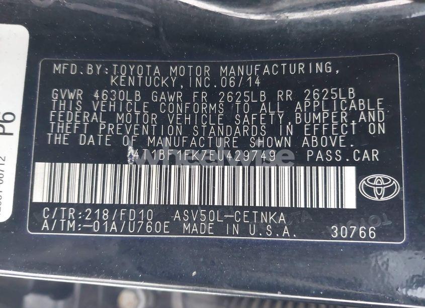 Photo 9 of 2014 Toyota Camry LE (VIN 4T1BF1FK7EU429749)