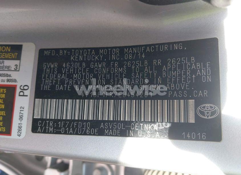 Photo 9 of 2014 Toyota Camry LE (VIN 4T1BF1FK7EU454201)