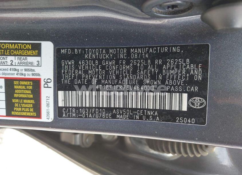 Photo 9 of 2014 Toyota Camry LE (VIN 4T1BF1FK7EU464033)