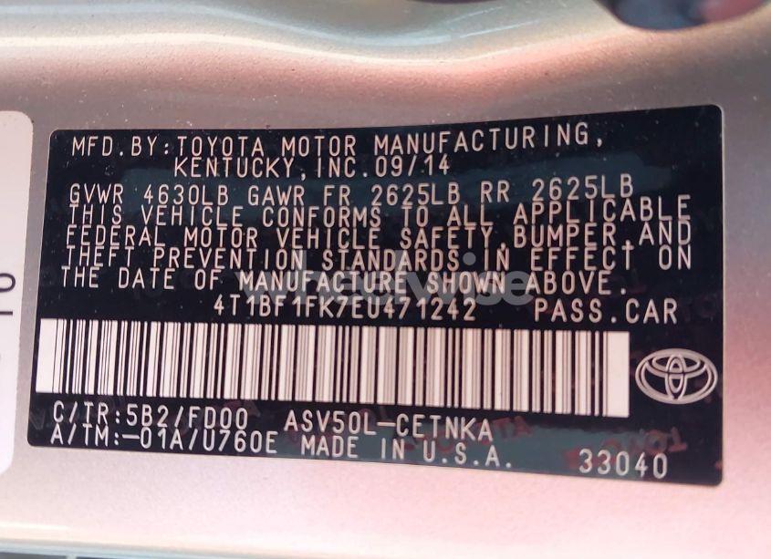 Photo 9 of 2014 Toyota Camry LE (VIN 4T1BF1FK7EU471242)