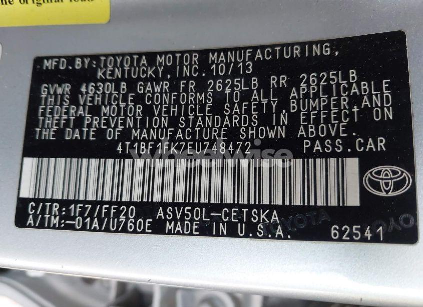 Photo 9 of 2014 Toyota Camry SE (VIN 4T1BF1FK7EU748472)