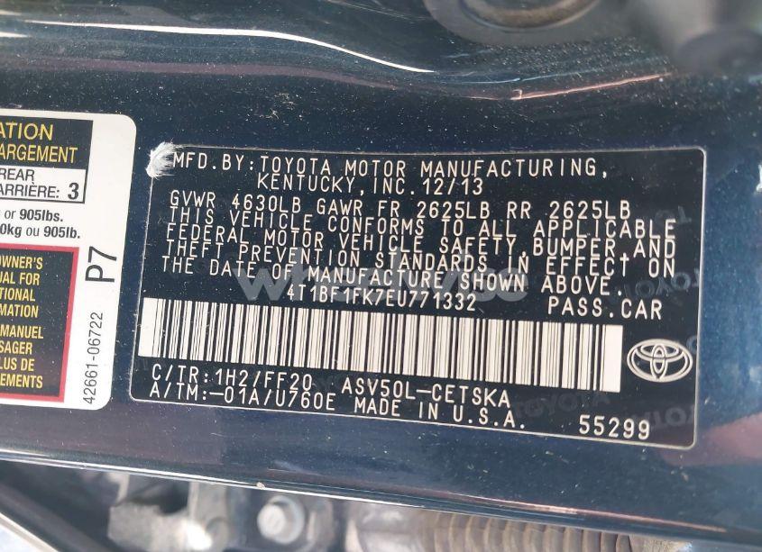 Photo 9 of 2014 Toyota Camry SE (VIN 4T1BF1FK7EU771332)