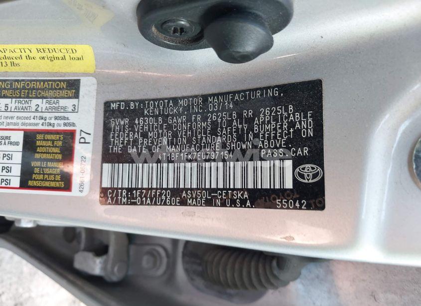 Photo 9 of 2014 Toyota Camry SE (VIN 4T1BF1FK7EU797154)