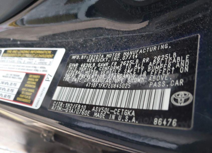 Photo 9 of 2014 Toyota Camry XLE (VIN 4T1BF1FK7EU845025)