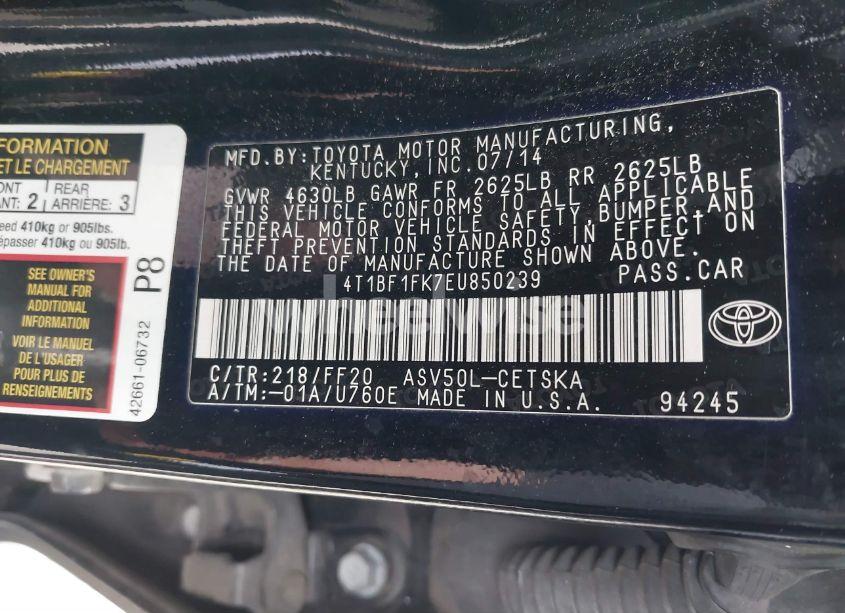 Photo 9 of 2014 Toyota Camry SE SPORT (VIN 4T1BF1FK7EU850239)