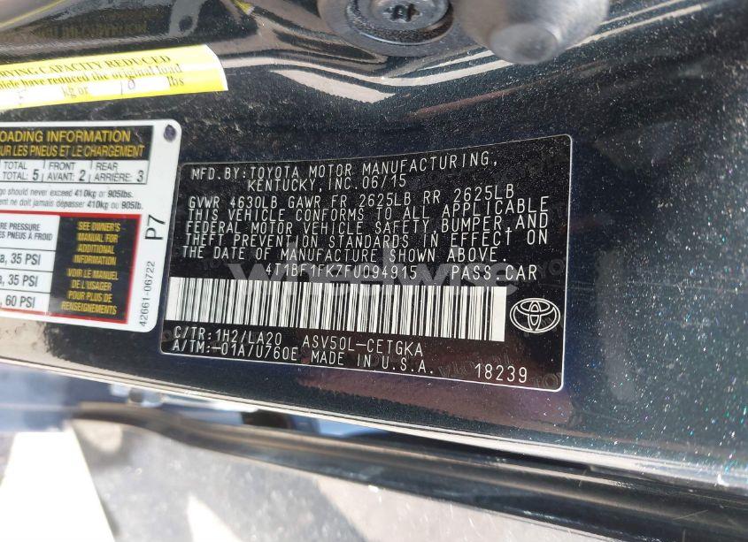 Photo 9 of 2015 Toyota Camry XLE (VIN 4T1BF1FK7FU094915)