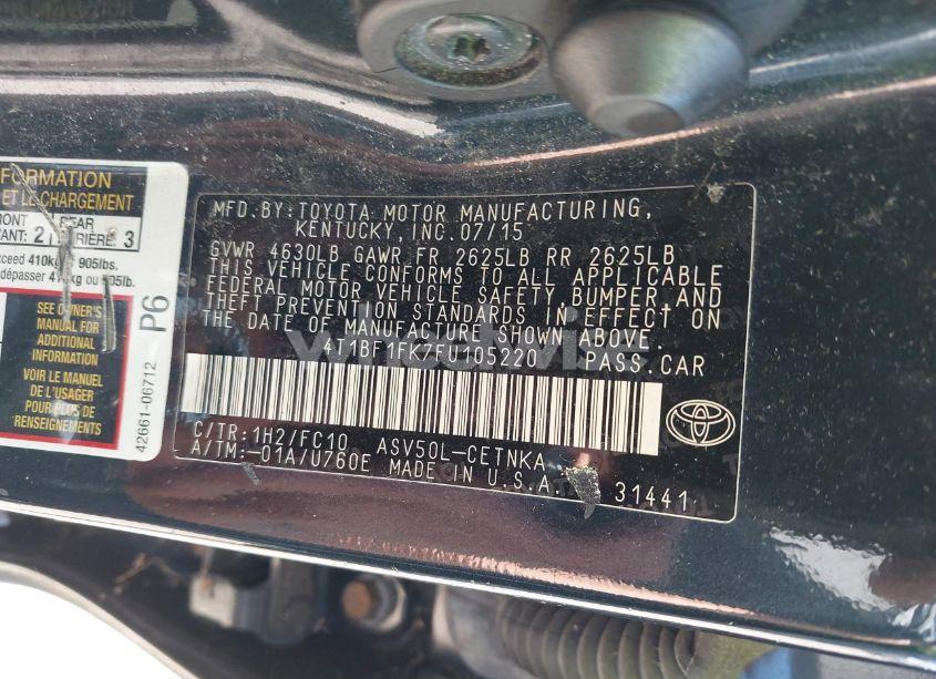 Photo 9 of 2015 Toyota Camry LE (VIN 4T1BF1FK7FU105220)