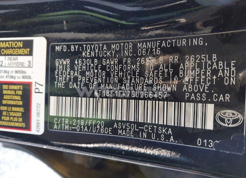 Photo 9 of 2016 Toyota Camry SE (VIN 4T1BF1FK7GU266457)