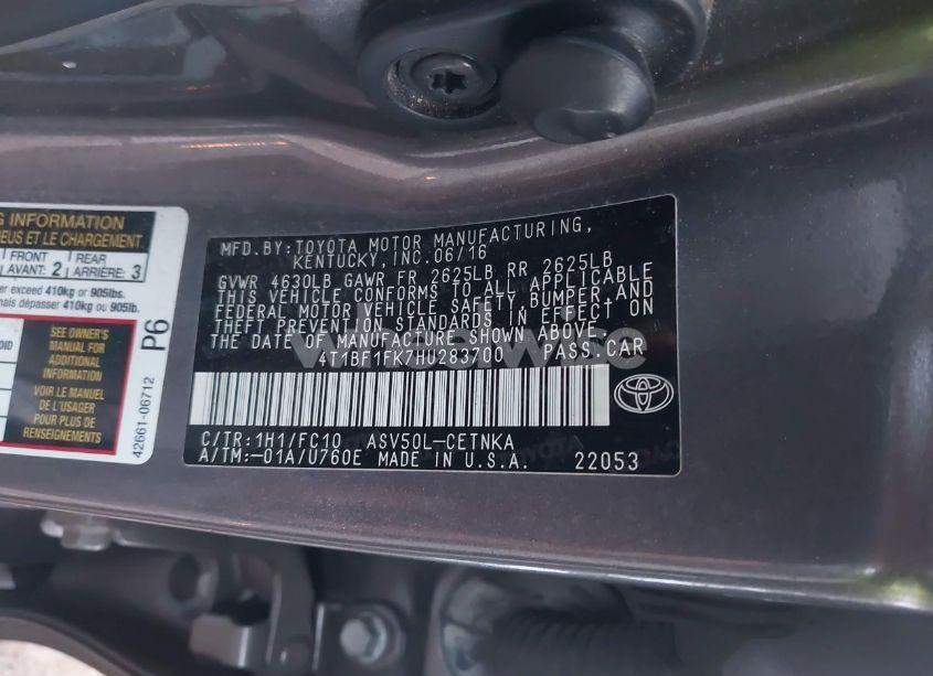 Photo 9 of 2017 Toyota Camry LE (VIN 4T1BF1FK7HU283700)