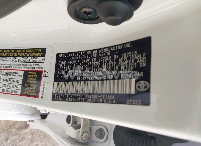 Photo 9 of 2017 Toyota Camry SE (VIN 4T1BF1FK7HU312189)