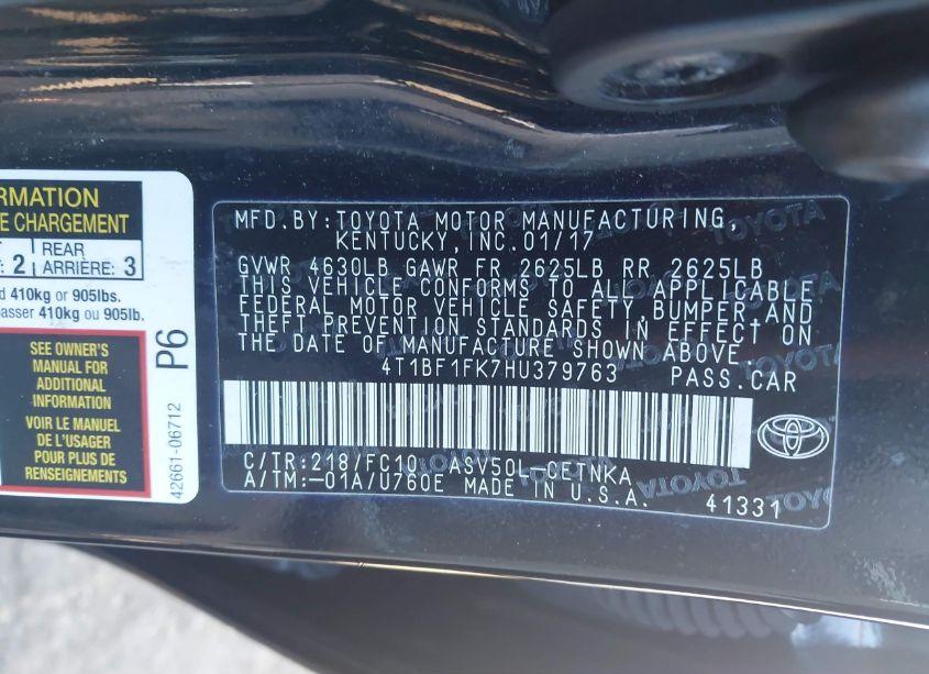 Photo 9 of 2017 Toyota Camry LE (VIN 4T1BF1FK7HU379763)