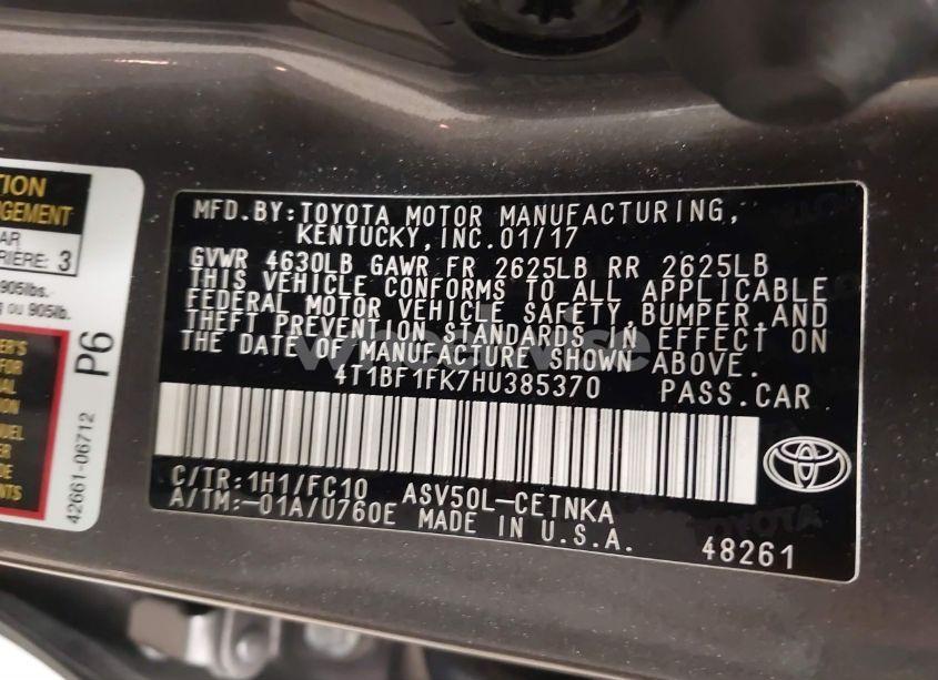 Photo 9 of 2017 Toyota Camry LE (VIN 4T1BF1FK7HU385370)